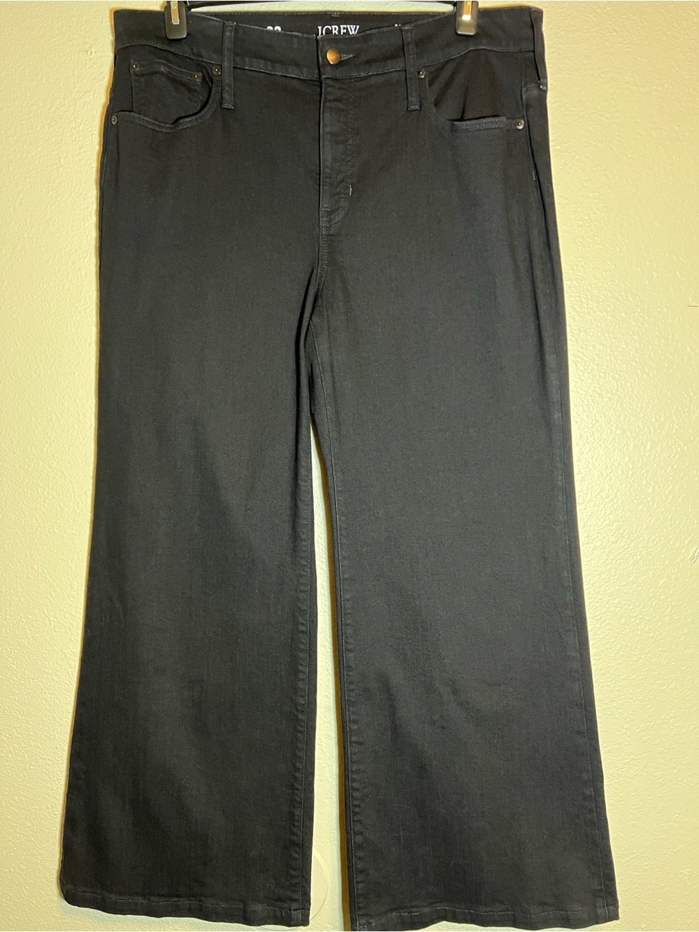 J.CREW Denim Trouser 96 Low Rise Denim Trouser Size 33 Black Wide Leg
